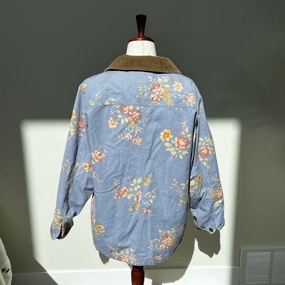 L.L. BEAN Women's Corduroy Collar Floral Barn Chore Jacket Size L - Picture 2 of 7